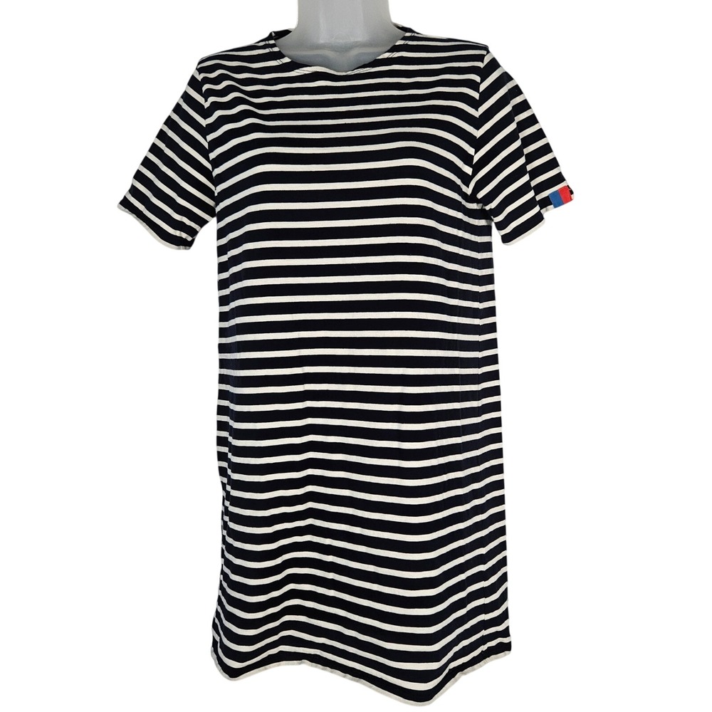 KULE Striped Dress Womens S Navy White Cotton Short Sleeve Mini Nautical Coastal